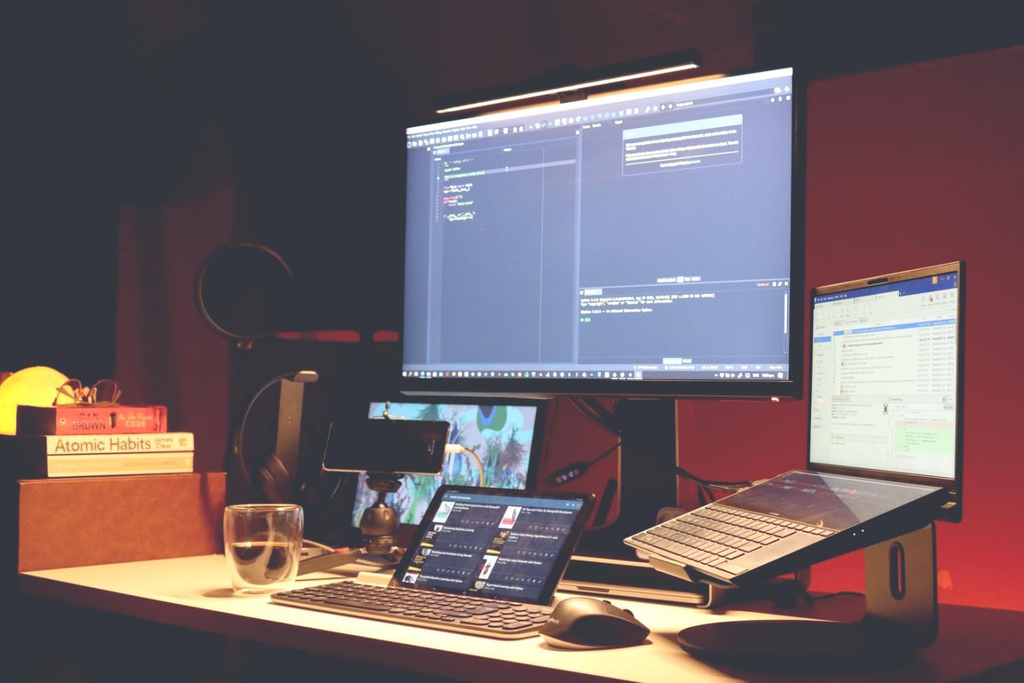 flickercharge office location in Chiang Rai showing modern workspace with financial data visualization systems